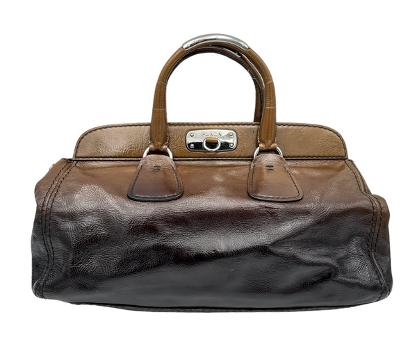 Doctor Top handle bag in Patent leather, Silver Hardware