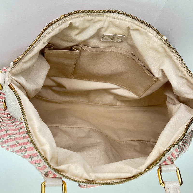 Mini Lin Croisette Marina GM Top handle bag in Canvas, Gold Hardware