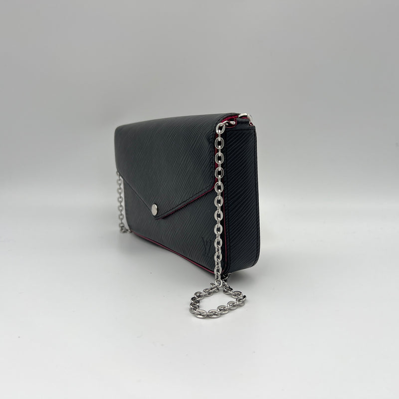 Felicie Pochette Wallet on chain in Epi leather, Silver Hardware