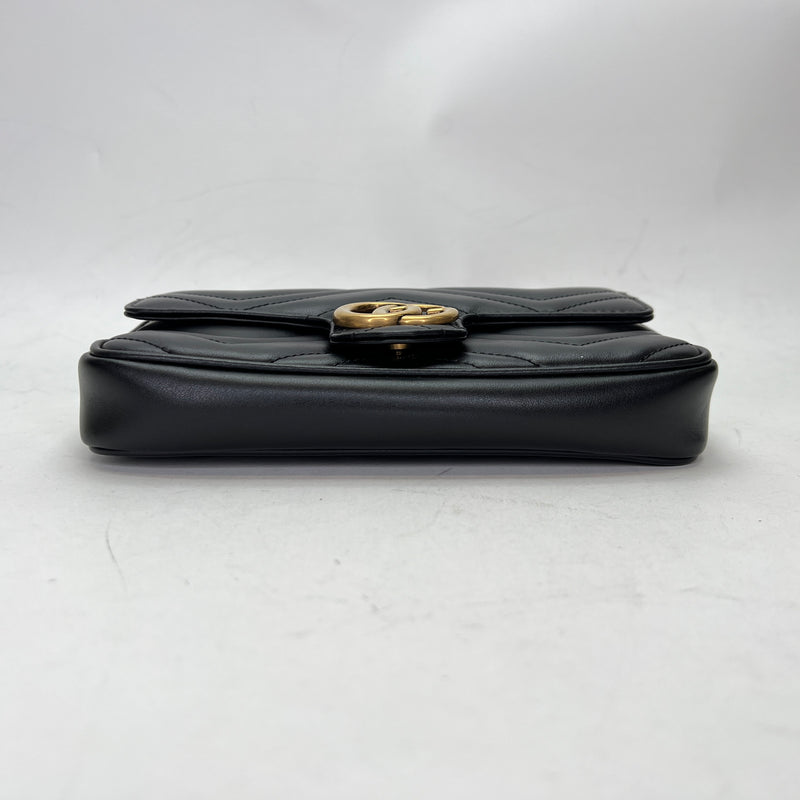 Marmont Black Crossbody Bag in Calfskin, Gold hardware