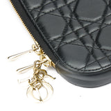 Lady Dior Phone Wallet on chain in Lambskin, Gold Hardware