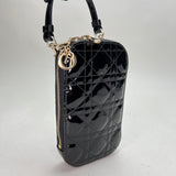 Phone Holder Pouch in Patent leather, Gold Hardware