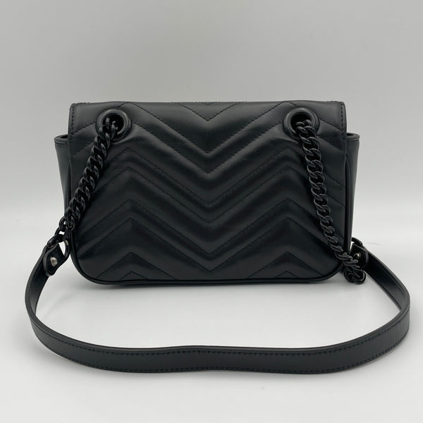 GG Marmont Mini Shoulder bag in Calfskin, Lacquered Metal Hardware