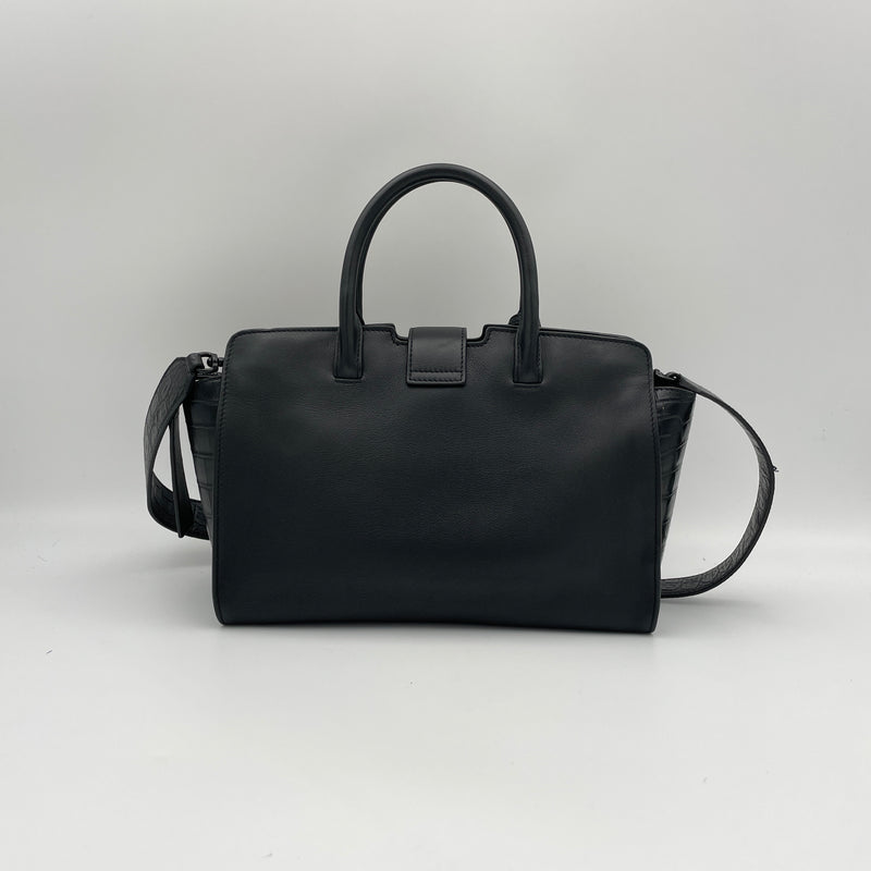 Downtown Cabas Top handle bag in Calfskin, Silver Hardware