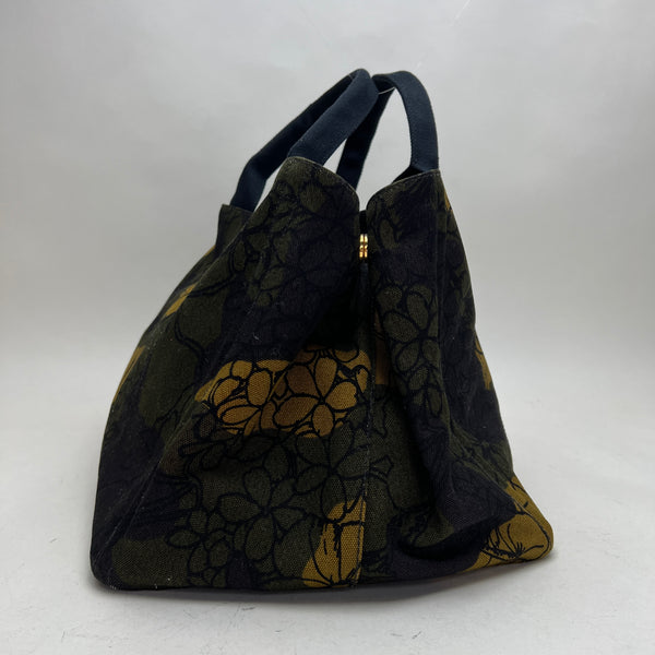 Stampata Canapa Large Tote bag in Canvas, Gold Hardware