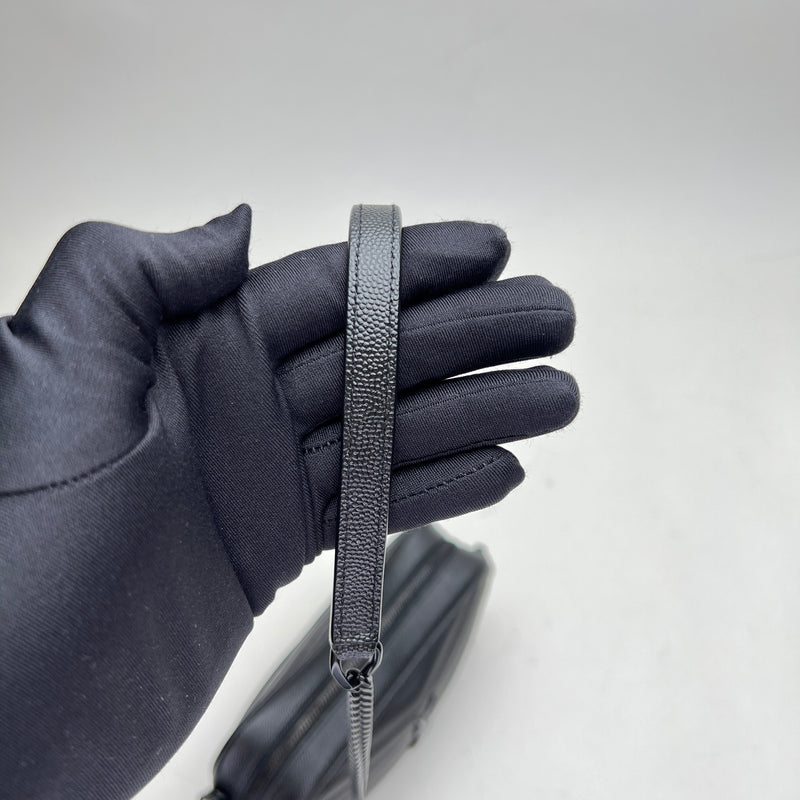 Lou Camera Mini Crossbody bag in Caviar leather, Lacquered Metal Hardware