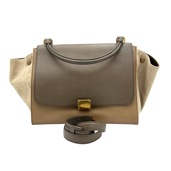 Trapeze Medium Top handle bag in Calfskin, Gold Hardware