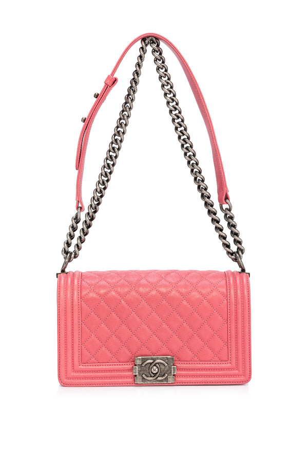 Boy Medium Handbag Leather Pink
