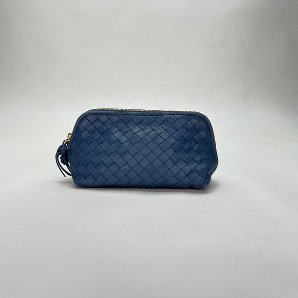 Cosmetic Pouch in Intrecciato leather, Gold Hardware