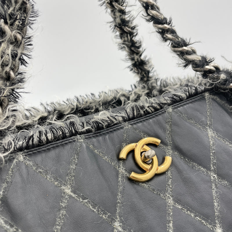 Quilted Tweed Shopper Tote bag in Lambskin, Ruthenium Hardware