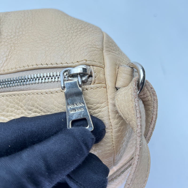 Vitello Daino Top handle bag in Calfskin, Silver Hardware