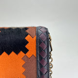 Flap Wallet on chain in Natural Fur, Brushed Gold Hardware