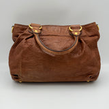 Two-Way Top handle bag in Distressed leather, Gold Hardware