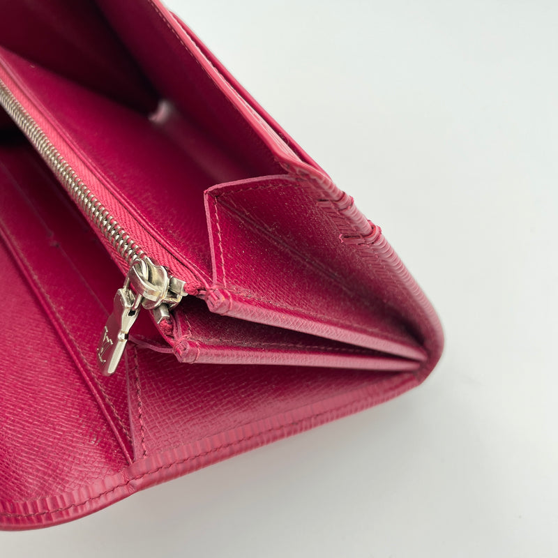 Flap Long Wallet in Epi leather, Silver Hardware