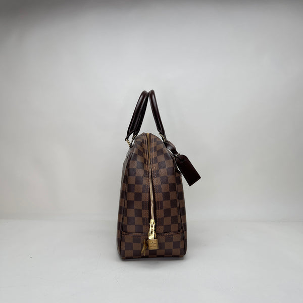 Deauville Damier Ebene GM Top handle bag in Coated canvas, Gold Hardware
