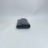 Long Flap Wallet in Caviar leather, Silver Hardware