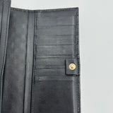 Long Flap Black Wallet in Guccissima Leather, Silver hardware