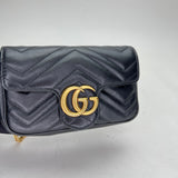 GG Marmont Super mini Crossbody bag in Calfskin, Gold Hardware
