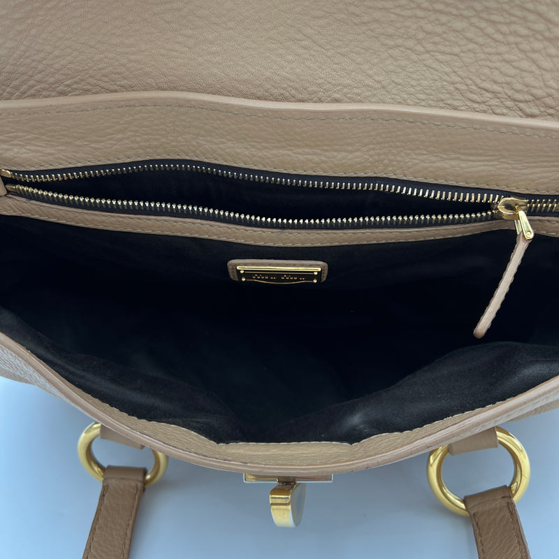 Vitello Twist Lock Top handle bag in Calfskin, Gold Hardware