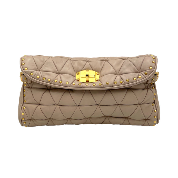 Studded Quilt Clutch in Lambskin, Gold Hardware