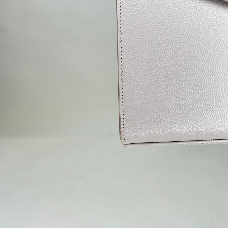 Cassandra Medium Top handle bag in Caviar leather, Brushed Gold Hardware