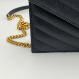 Cassandre Wallet on Chain Crossbody bag in Calfskin, Gold Hardware