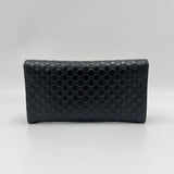 Long Flap Black Wallet in Guccissima Leather, Silver hardware