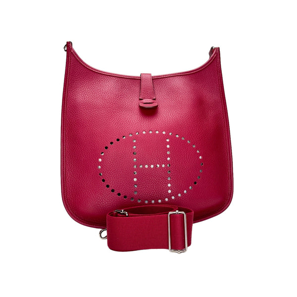 Evelyne PM Crossbody bag in Clemence Taurillon leather, Silver Hardware