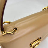 Double Flap Top handle bag in Calfskin, Gold Hardware