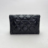 Flap Black Wallet in Lambskin, Gold hardware