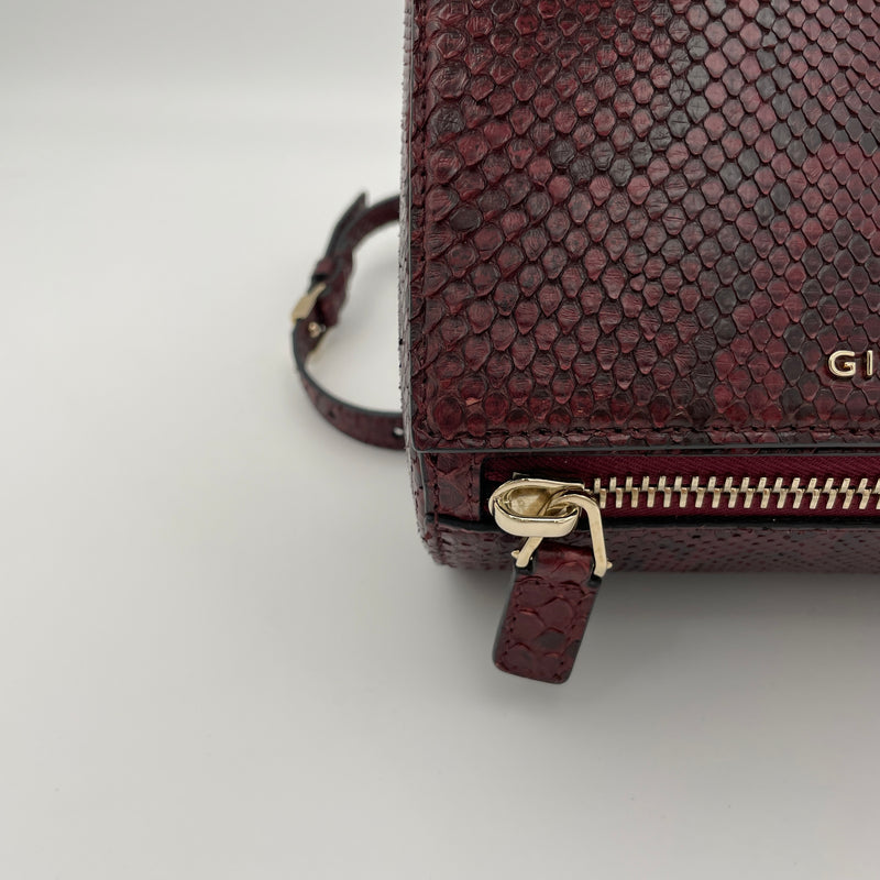Pandora Box Mini Shoulder bag in Python leather, Light Gold Hardware