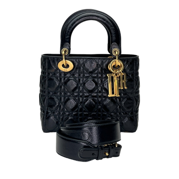 Lady Dior Small Top handle bag in Calfskin, Gold Hardware