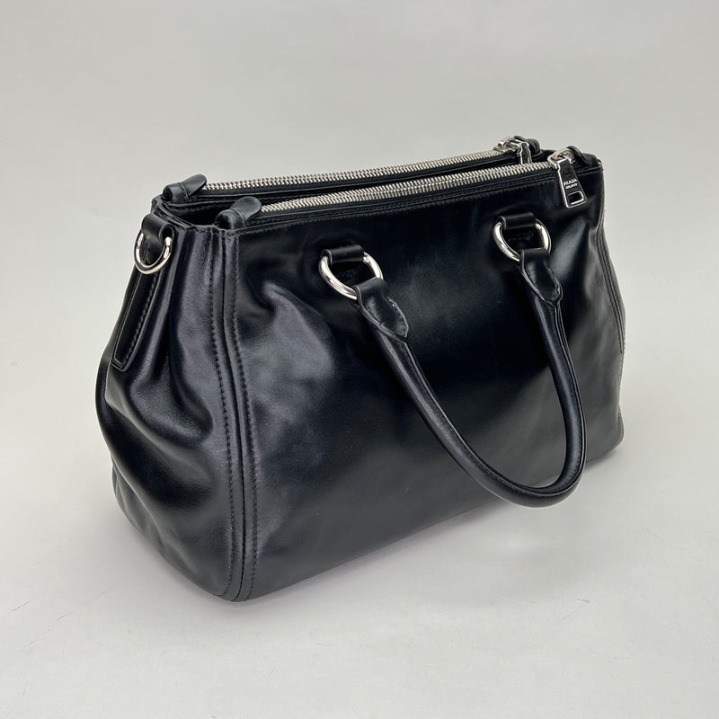 LOGO TWO-WAY Top handle bag in Calfskin, Silver Hardware