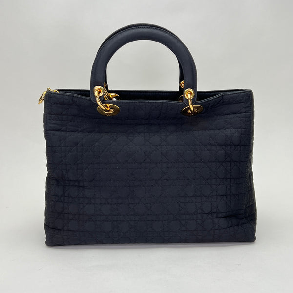 Lady Dior Top handle bag in Nylon, Gold Hardware