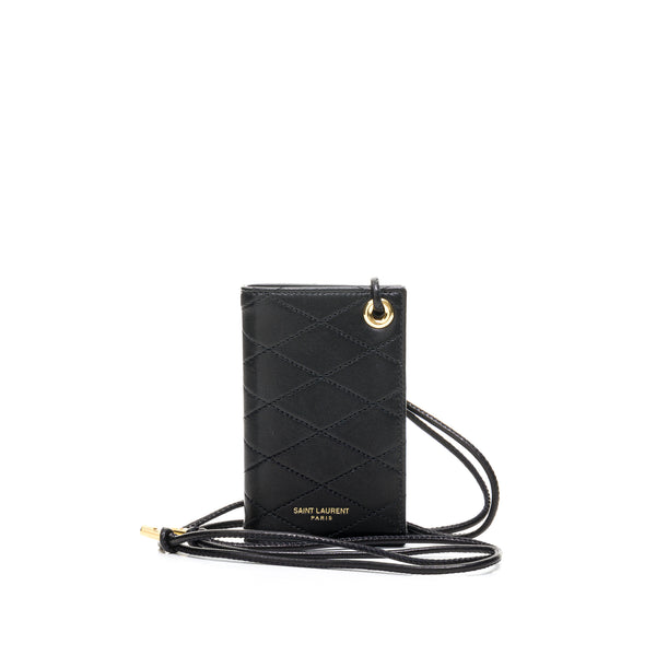 Porte Carte Small Card holder in Leather, Gold Hardware