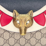 GG Supreme Wild Ones Fox on Broche Small Top handle bag in Coated canvas, Gold Hardware