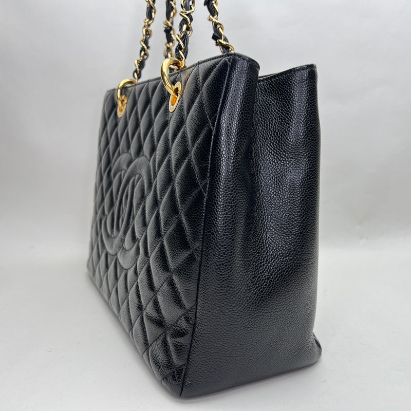 GST Grand Shopping Tote bag in Caviar leather, Gold Hardware