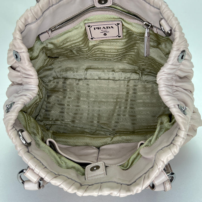 Gaufre Top handle bag in Calfskin, Silver Hardware