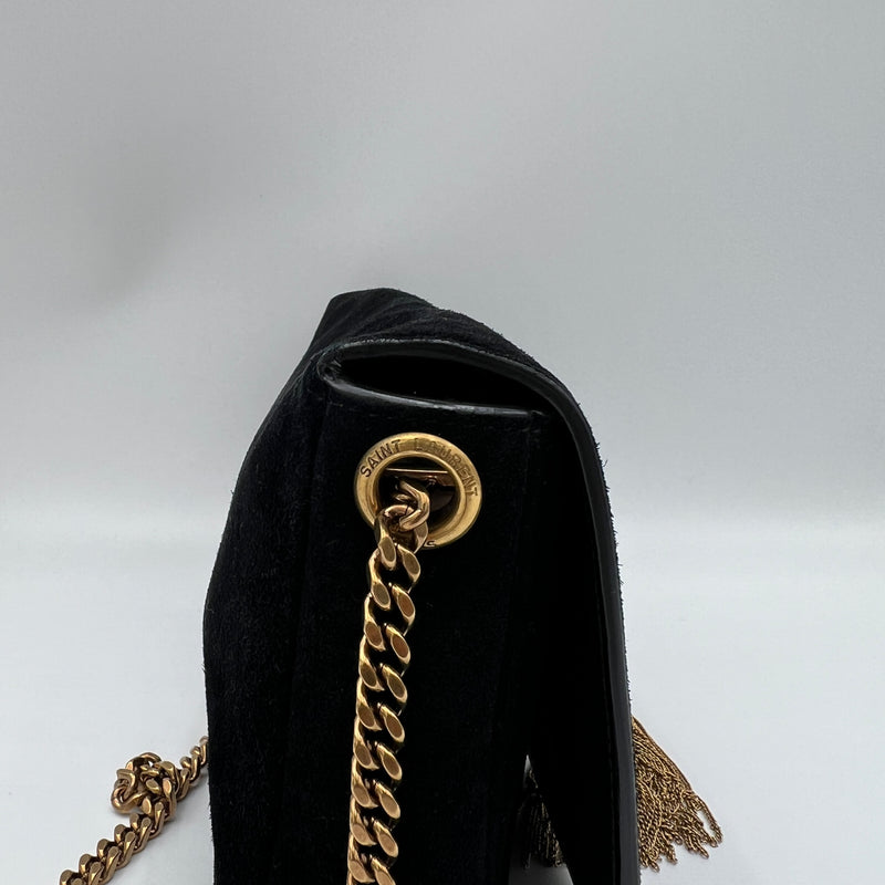 Kate Shoulder bag in Suede leather, Gold Hardware