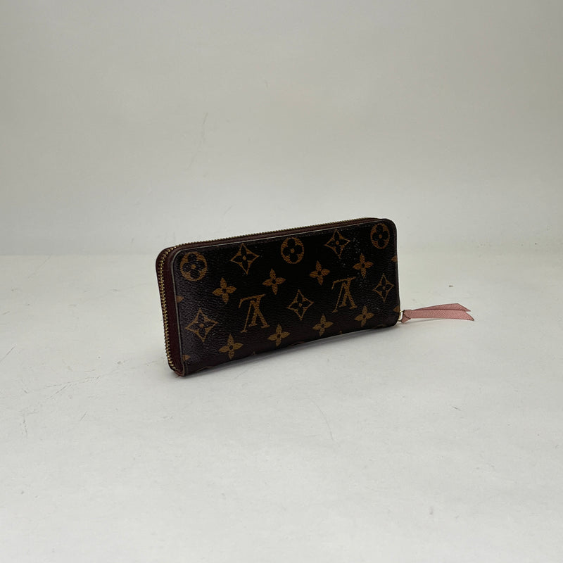 Clemence Long Wallet in Monogram coated canvas, Gold Hardware
