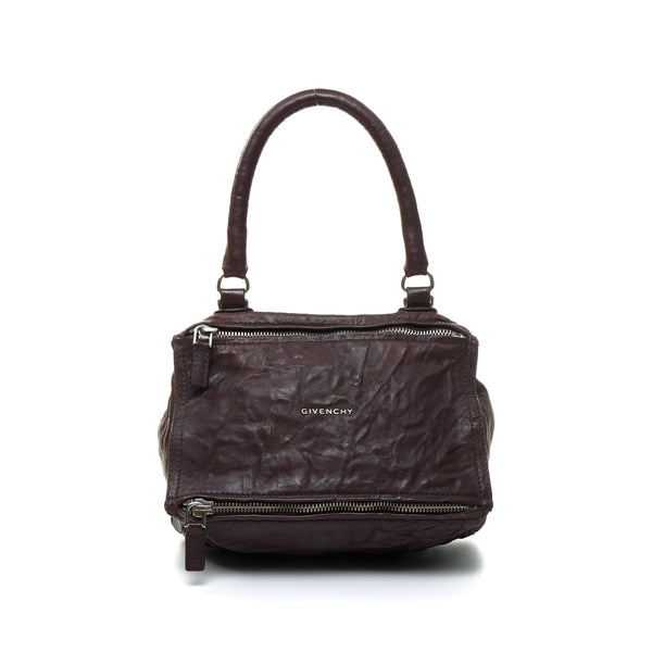 Pandora Small Top handle bag in Distressed leather, Silver Hardware