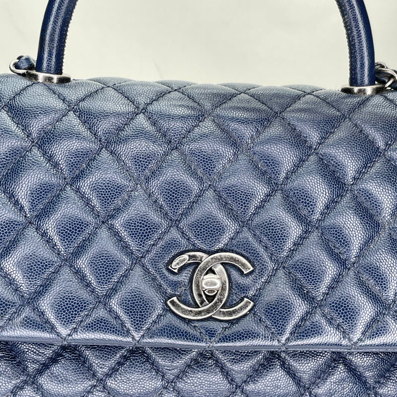 Coco Top handle bag in Caviar leather, Ruthenium Hardware