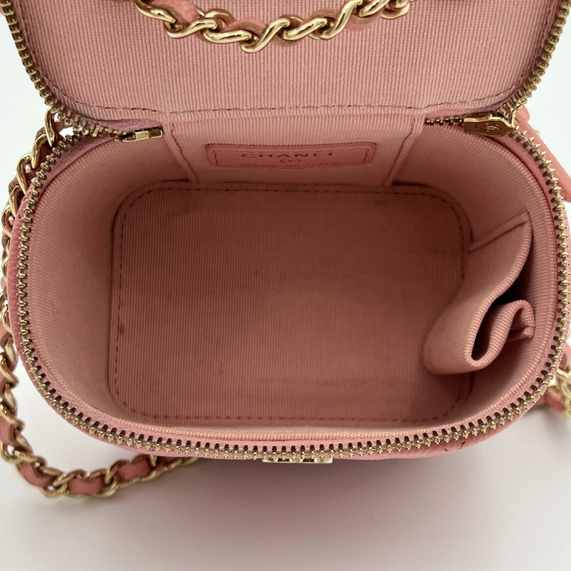 Mini Vanity Crossbody bag in Caviar leather, Gold Hardware