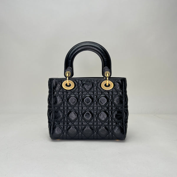 Lady Dior Small Top handle bag in Calfskin, Gold Hardware