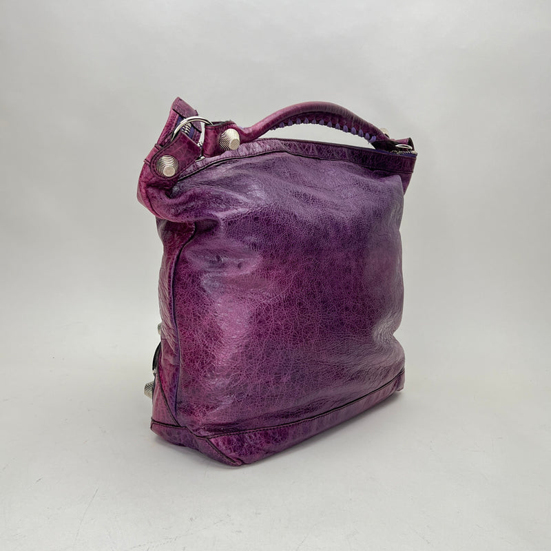 Day Hobo bag L36cm x W37 x 13cm Shoulder bag in Goat leather, Silver Hardware