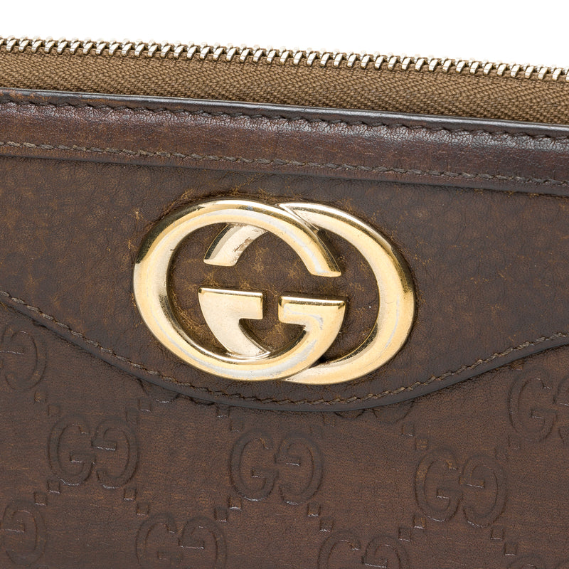Interlocking GG Wallet in Calfskin, Gold Hardware