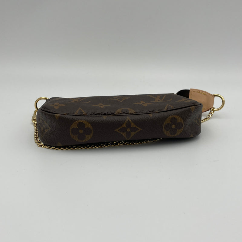 Pochette Accessoires Mini Wallet in Coated canvas, Gold Hardware