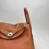 Lindy 30 Top handle bag in Clemence Taurillon leather, Silver Hardware