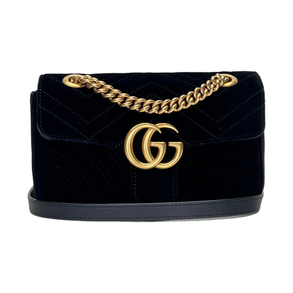 GG Marmont Mini Shoulder bag in Velvet, Gold Hardware