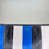 Striped Pouch in Distressed leather, Silver Hardware